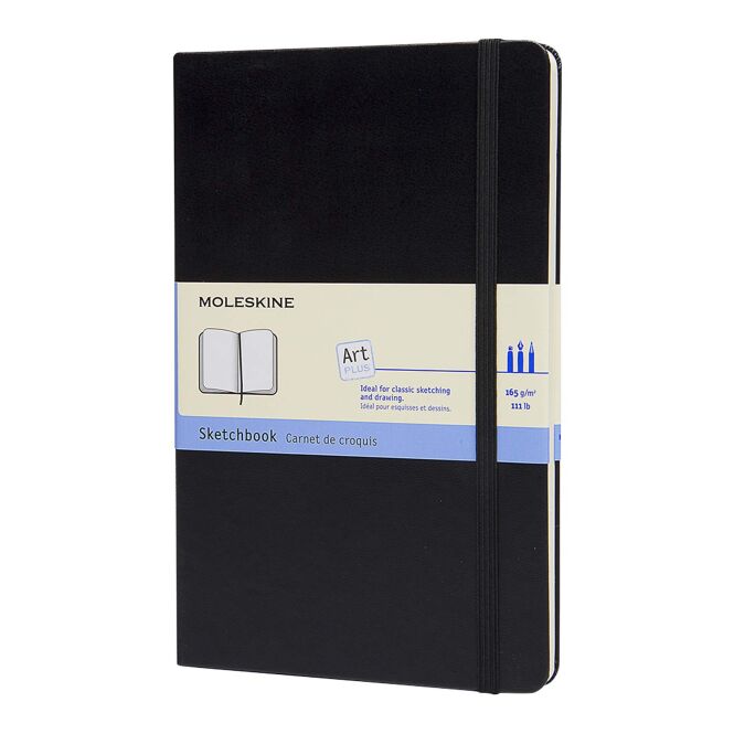 Werbeartikel Moleskine Large Skizzenbuch mit Express-Logoprägung – Schwarz – hochwertiges Notizbuch für Firmenevents und Bürobedarf
