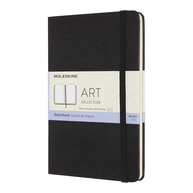 Werbeartikel Moleskine Medium Art Skizzenbuch mit Express-Logoprägung – Schwarz – hochwertiges Notizbuch für Büro und Firmenkunden