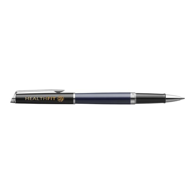 Kundengeschenk Tintenroller Waterman Hemisphere – blau-schwarz – mit Gravur 48h Express-Gravur schwarz schreibend für Konferenzen