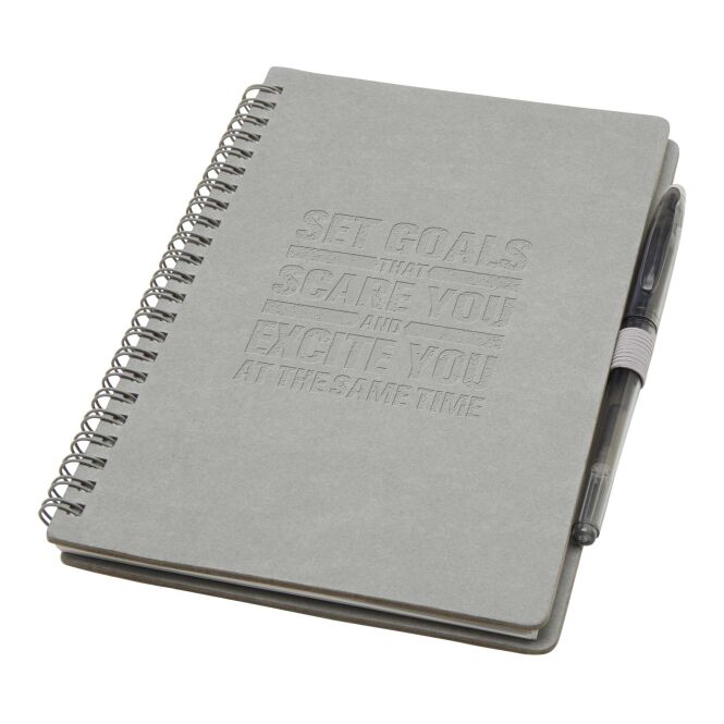 Kundengeschenk Notizbuch-Set Slate – grau – mit Logo bedruckt 48h Express-Druck 2-teilig mit Notizbuch & Stift nachhaltig für den Büroalltag