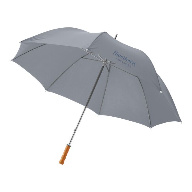 Werbeartikel 30 Zoll Golfschirm mit Express-Siebdruck – Grau – robuster Regenschirm für Firmen