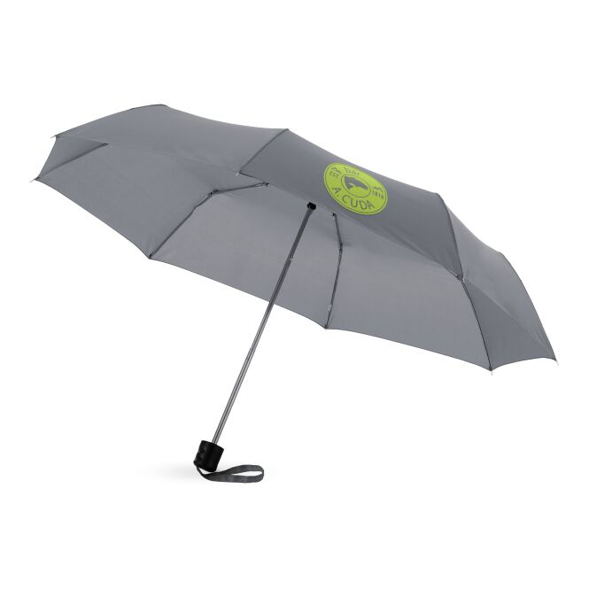 Werbeartikel Taschenschirm Protection mit Express-Logodruck – 97 cm Spannweite – Grau – robuster Regenschutz für Unternehmen und Büro