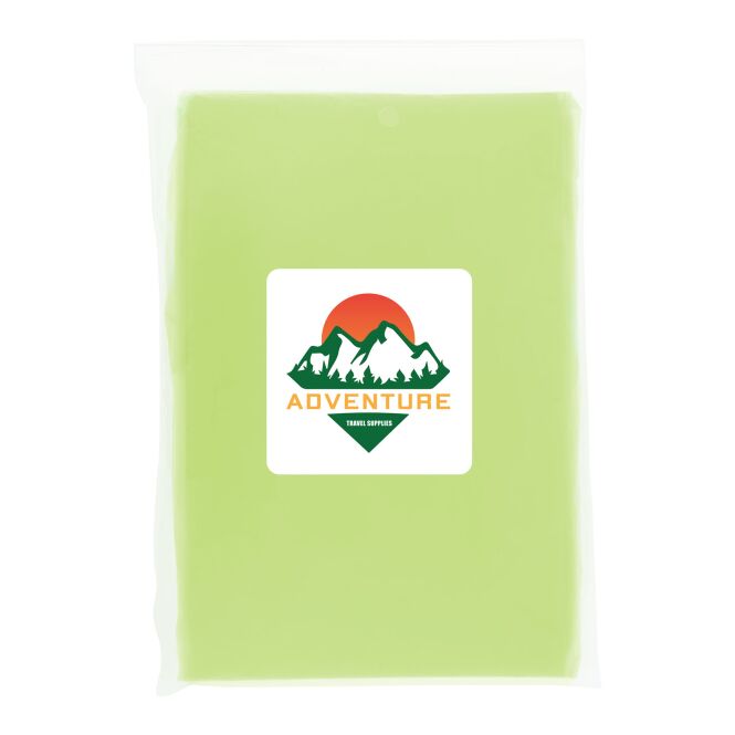 Werbeartikel Nachhaltiger Regenponcho Mayan – limone – mit Logo bedruckt 48h Express-Druck Gr. 90x120cm