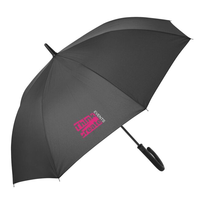 Mitarbeitergeschenk Taschenschirm Citizen Green Golf City – schwarz – mit 48h Express-Logodruck 100cm nachhaltiger Regenschirm