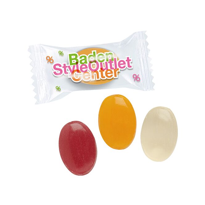 Streuartikel Spezialitäten-Bonbons im Flowpack – spezialitäten-bonbons – mit Logo bedruckt für Messen und Events für Kunden und Mitarbeiter