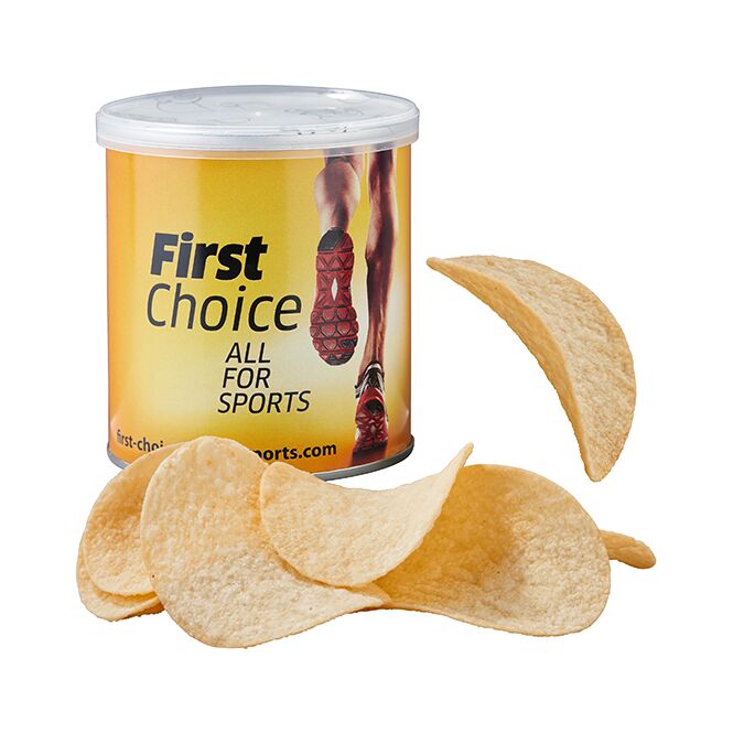 Streuartikel Pringles Mini Dose – original oder paprika – mit individuellem Etikett für Werbemittel auf Messen und Firmen-Events