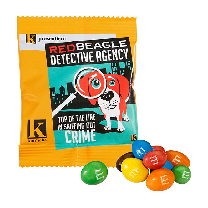 Werbeartikel M&M'S® Peanuts – weiß – mit Logo bedruckt als Give-away auf Messen und Events für potenzielle Neukunden sowie als Mitarbeiterpräsent