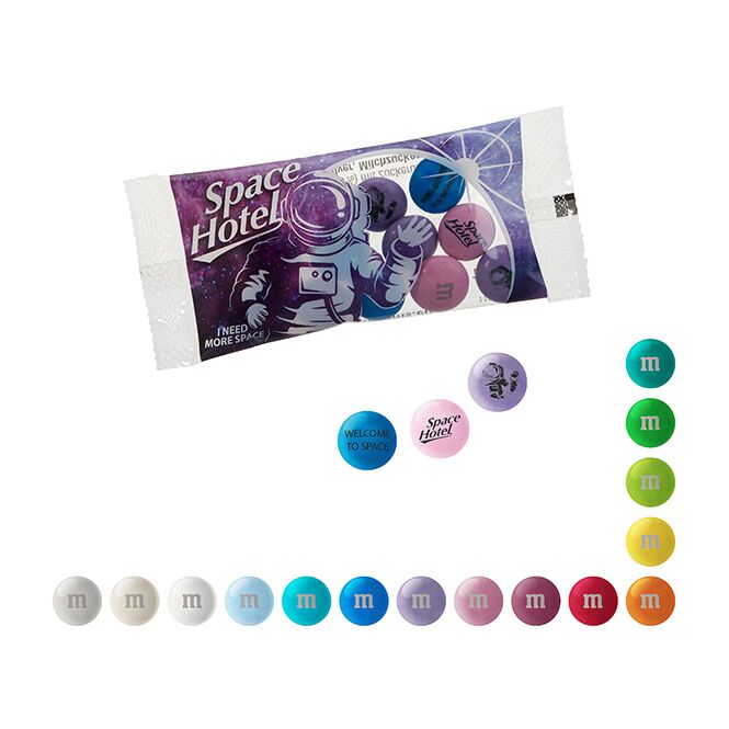 Firmengeschenk M&M'S Schokolinsen mit Digitaldruck – bedruckte Süßwaren für Messen und Business-Events