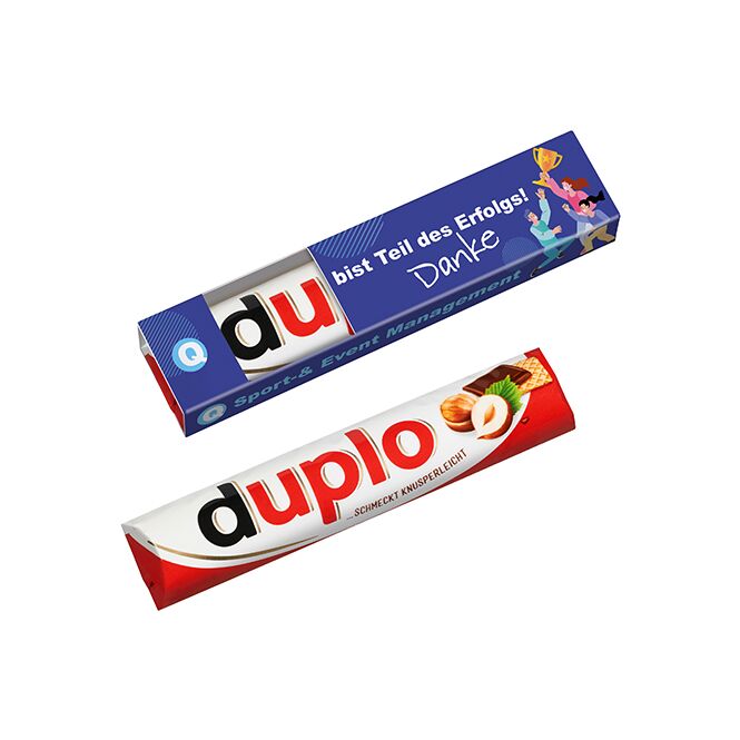 Premium-Werbeartikel Duplo Riegel – klassischer geschmack – mit individuell bedrucktem Werbeschuber 18g als Mitarbeitergeschenk für Team