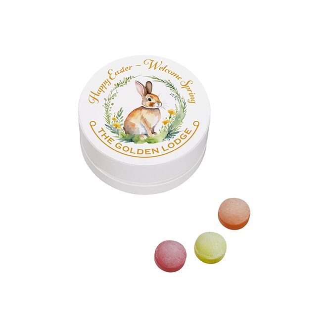 Streuartikel Kalfany Fruchtbonbons – fruchtige mischung – mit bedrucktem Etikett 13g als ideale Giveaways für Messen und Business-Events