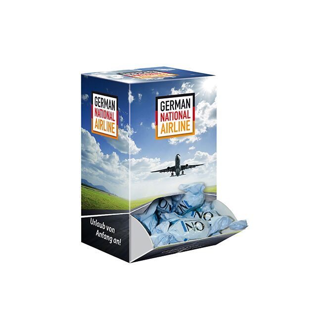 Werbeartikel Promotion Display Box MINI – weiß – mit Logo bedruckt als Messe-Giveaway für potenzielle Kunden und als Mitarbeitergeschenk