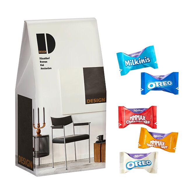 Premium-Werbeartikel Milka Favourites Mix – schokoladenmix – inkl. Werbeaufdruck 8 Markenfüllungen als Mitarbeitergeschenk für das Team