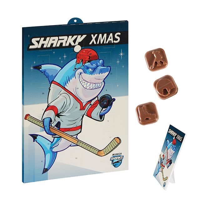 Firmengeschenk Sport-Adventskalender Sportmotive – sportmotive – mit individueller Banderole 75g als Weihnachtsgeschenk für Mitarbeiter