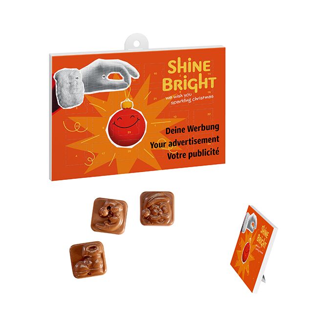 Firmengeschenk A5-Adventskalender personalisierbares Standardmotiv – weihnachten – mit bedrucktem Etikett 24 Türchen als Weihnachtsgeschenk für Kunden