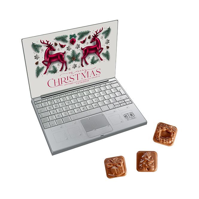 Firmengeschenk A5-Cover-Adventskalender – weiß – mit individueller Banderole 24 Türchen als Weihnachtsgeschenk für Kunden und Partner