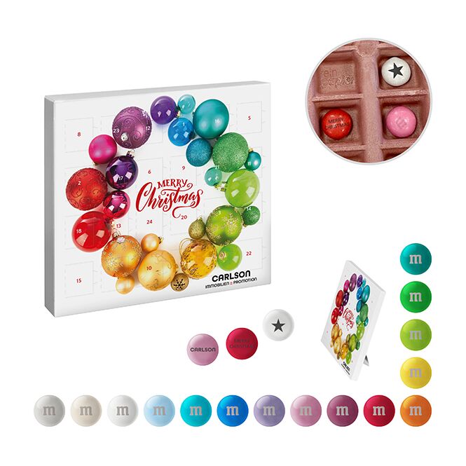 Mitarbeiter-Weihnachtsgeschenk Mini-Adventskalender mit personalisierten M&Ms mit Logodruck – nachhaltiges Firmenpräsent zur Kundenbindung