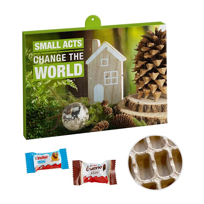 Firmengeschenk kinder Minis Mix Adventskalender – weihnachtszeit – mit individueller Banderole als Weihnachtsgeschenk für Kunden und Partner