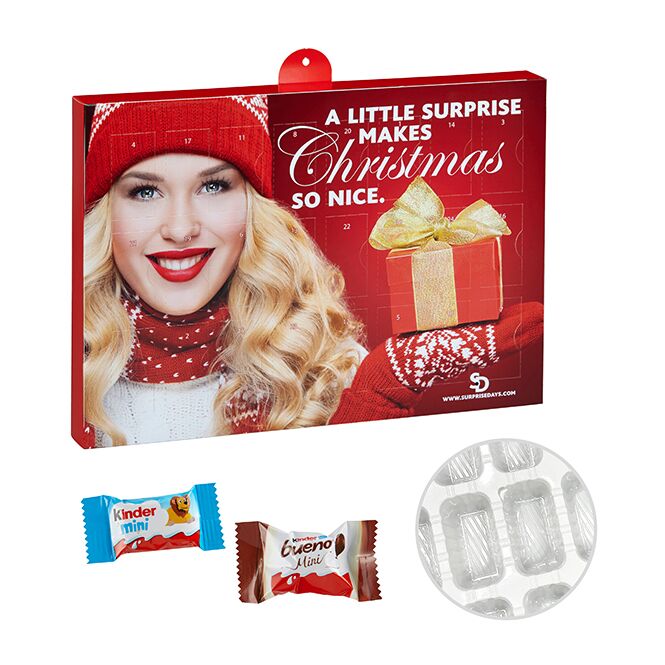 Firmengeschenk kinder Minis Mix Adventskalender – weihnachtszeit – mit individueller Banderole als Weihnachtsgeschenk für Mitarbeiter