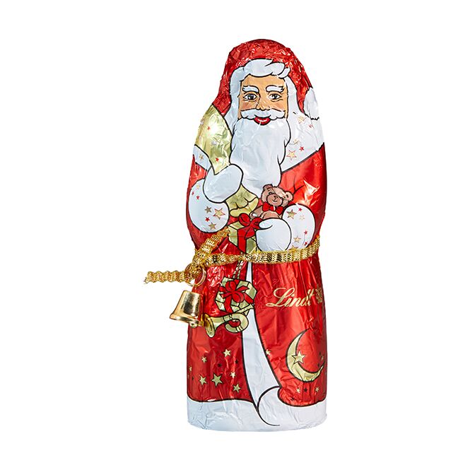 Firmengeschenk Lindt Weihnachtsmann – schokolade – mit individueller Banderole als Weihnachtsgeschenk für Kunden und Partner