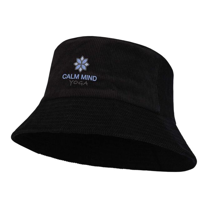 Mitarbeitergeschenk Sonnenhut Howson – schwarz – mit Logodruck 280 g/m² Cord 60 cm Kopfumfang nachhaltiger Sonnenschutz für das Team
