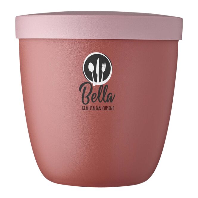 Mitarbeitergeschenk Snackpot Mepal Ellipse – rosa – mit 48h Express-Druck, 500ml, auslaufsicherer Speisebehälter für den Büroalltag