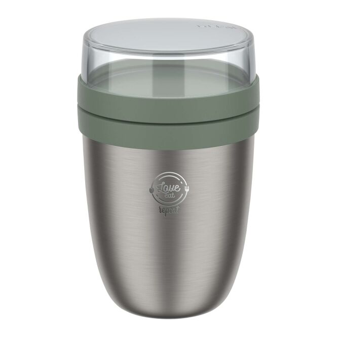 Mitarbeitergeschenk Lunchpot Mepal Ellipse 2.0 – grün – mit 48h Express-Druck, 500ml/200ml, isolierter Essensbehälter für das Büro