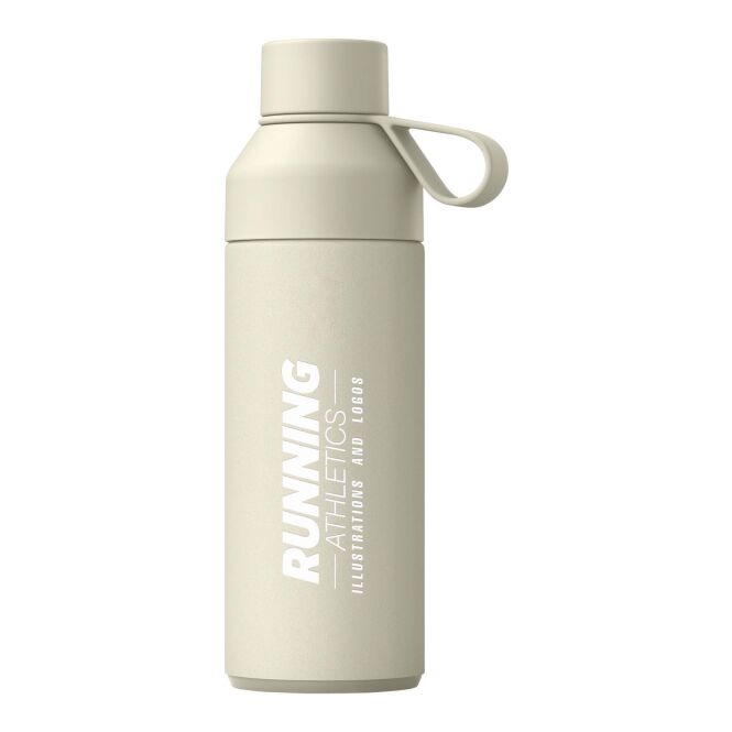Firmengeschenk Ocean Bottle 500 ml 3 in 1 Set mit Express-Gravur – Sandstone – nachhaltige Trinkflasche für Geschäftspartner