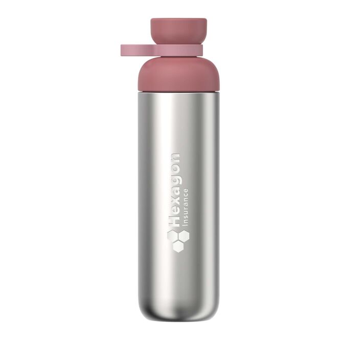 Firmengeschenk Trinkflasche Mepal Vita – rosa – mit 48h Express-Logodruck 900ml Edelstahl-Flasche für den Firmenauftritt