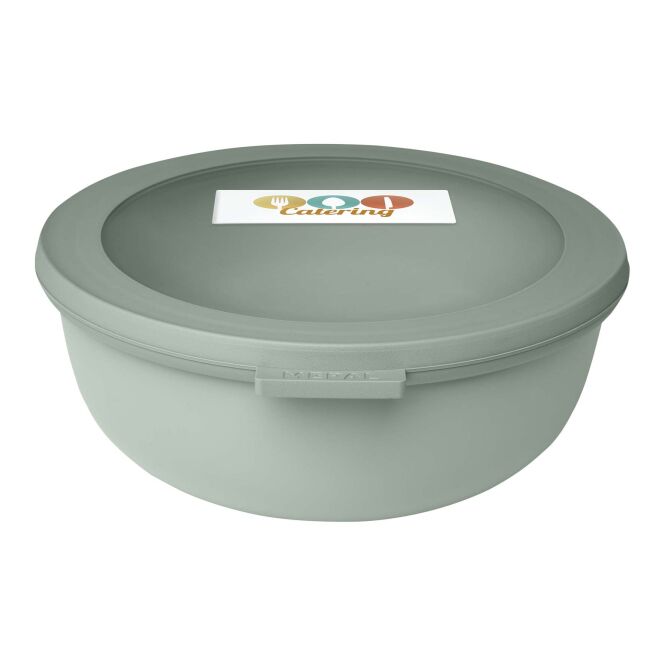 Werbeartikel Cirqula Multi-Schale 1250 ml mit Express-Druck – Salbei – auslaufsicherer Behälter für Firmenküche und Catering