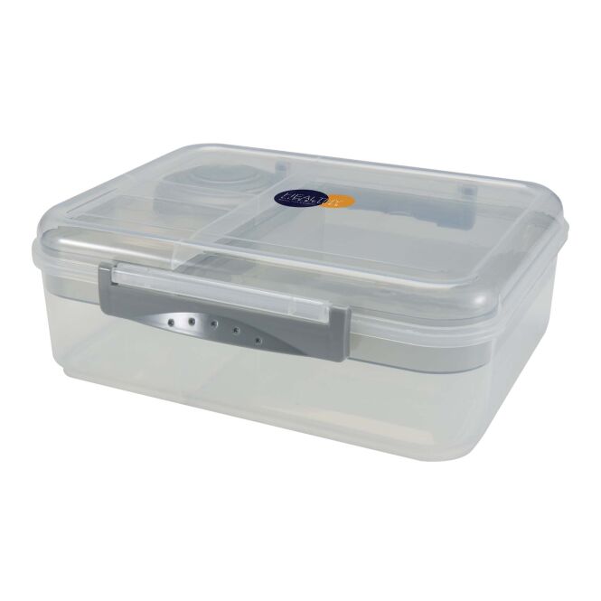 Firmengeschenk Cravee 1450 ml Lunchbox mit Express-Logodruck – Hellgrau – praktische Essensbox für Mitarbeiter und Büros