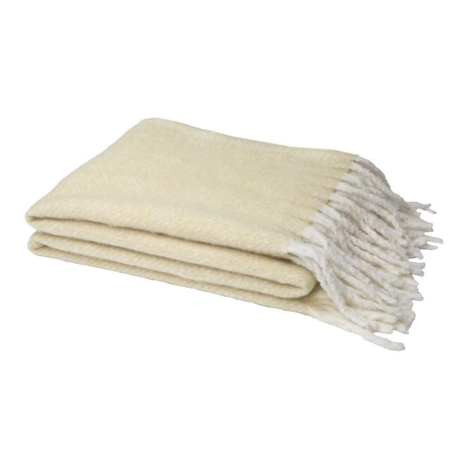 Premium-Werbeartikel Dolly Decke – beige – mit hochwertigem Stick 125x150cm nachhaltige Wohndecke für Teamevents
