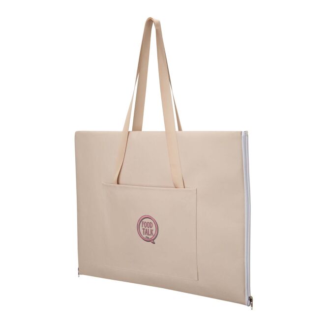 Werbeartikel Laytote Picknickdecke mit Express-Logodruck – Beige – wasserfeste Outdoor-Unterlage für Firmenveranstaltungen