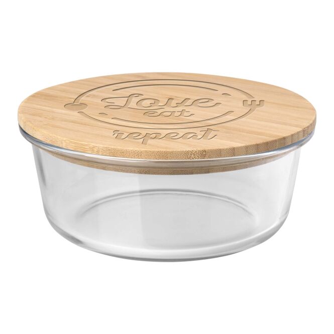 Werbeartikel Vista Lunchbox aus Glas mit Express-Gravur – Natur-Weiß – nachhaltiger Behälter für Firmen und Büro
