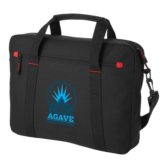 Kundengeschenk Vancouver 15,4 Zoll Laptoptasche mit Express-Logodruck – Schwarz-rot – gepolsterte Businesstasche für Mitarbeiter