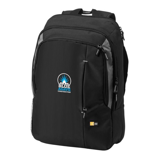 Mitarbeitergeschenk 17 Zoll Laptop-Rucksack mit Express-Logodruck – wasserabweisend – Schwarz-grau – robuster Begleiter für Business und Reise