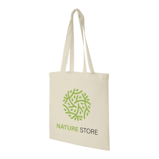 Werbeartikel Baumwolltasche Madras mit Express-Logodruck – Natural – robuste Tragetasche für Messen und Veranstaltungen