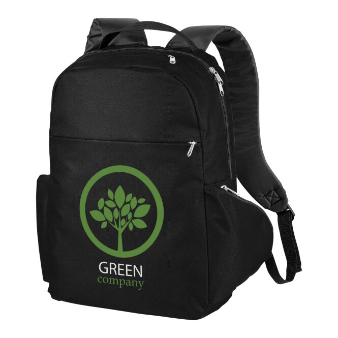 Mitarbeitergeschenk Slim 15,6 Zoll Laptop-Rucksack mit Express-Logodruck – Schwarz – gepolsterte Laptoptasche für Büro und Geschäftsreisen