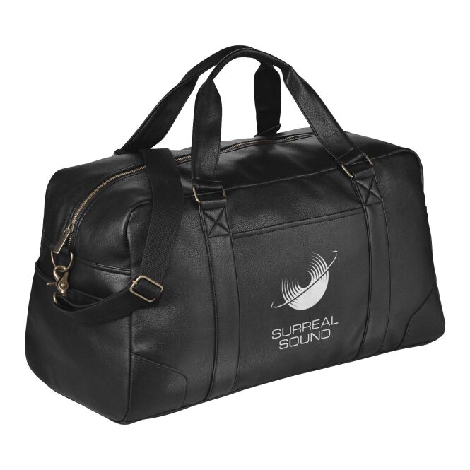 Firmengeschenk Oxford Weekender Tasche mit Express-Siebdruck – Schwarz – professionelles Reisegepäck für Geschäftsreisen