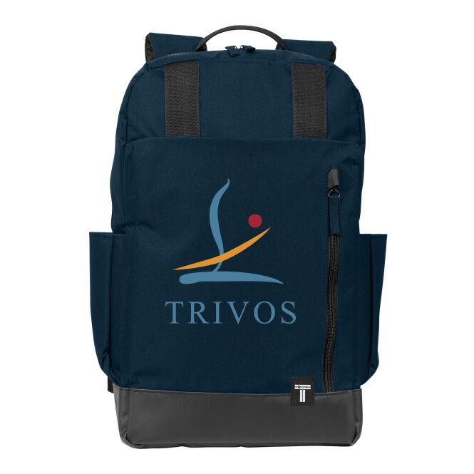 Mitarbeitergeschenk Rucksack 15,6 Zoll Laptop – navy-schwarz – mit 48h Express-Druck 20L mit Laptopfach als komfortabler Backpack für das Onboarding