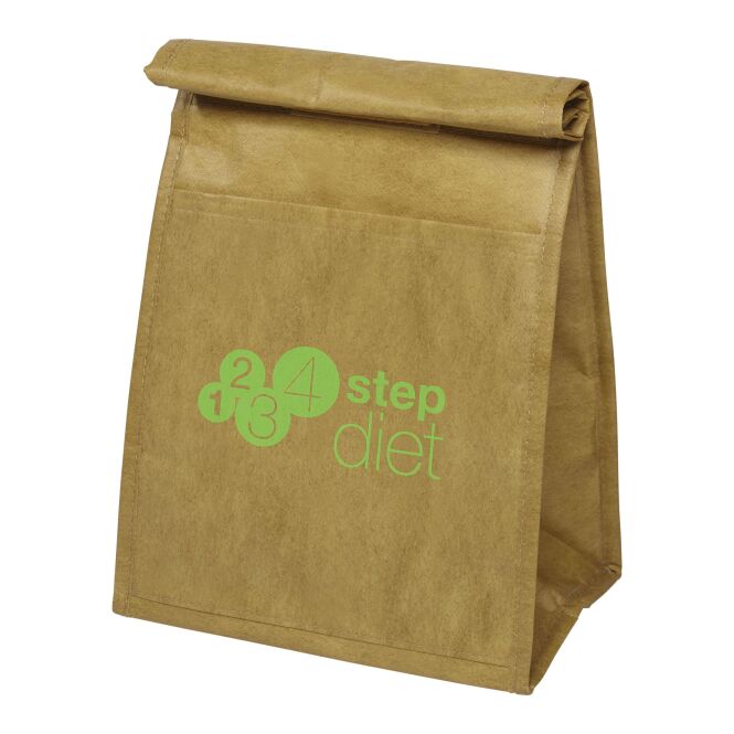 Werbeartikel Paper Bag Mini Kühltasche mit Express-Logodruck – Natural – isolierte Non Woven Tasche für Firmenveranstaltungen