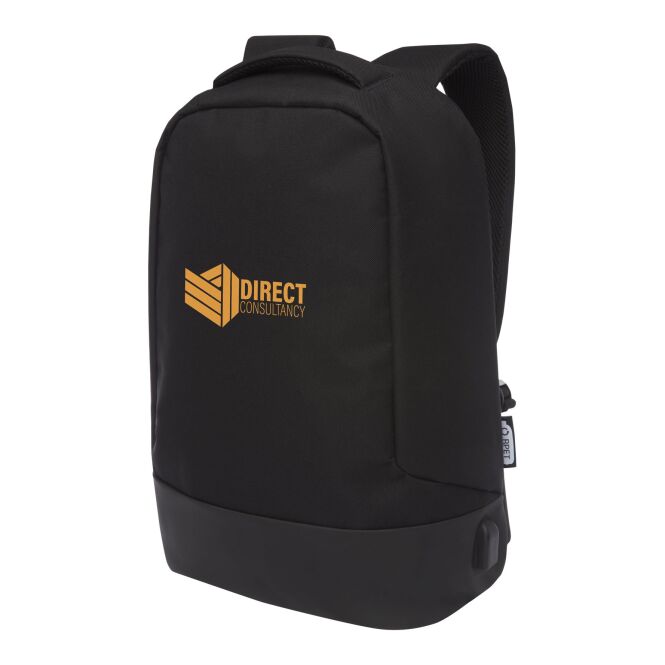 Mitarbeitergeschenk Rucksack Cover – schwarz – mit 48h Express-Druck – 15 Zoll nachhaltiger Daypack für das Mitarbeiter-Onboarding