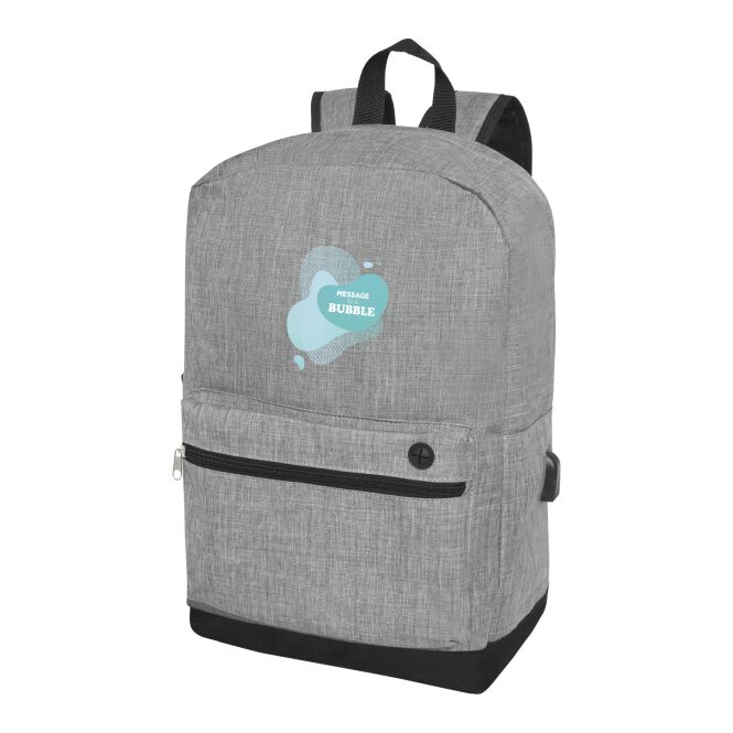 Mitarbeitergeschenk Hoss 15,6 Zoll Laptop-Rucksack mit Express-Logodruck – Heather Mediumgrau – robuster Business-Rucksack für Büro und Reise