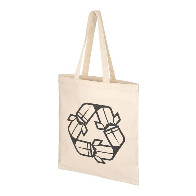 Werbeartikel Pheebs Tragetasche mit Express-Logodruck – 210 g/m² recycelte Baumwolle – Natural – Nachhaltige Stofftasche für Unternehmen