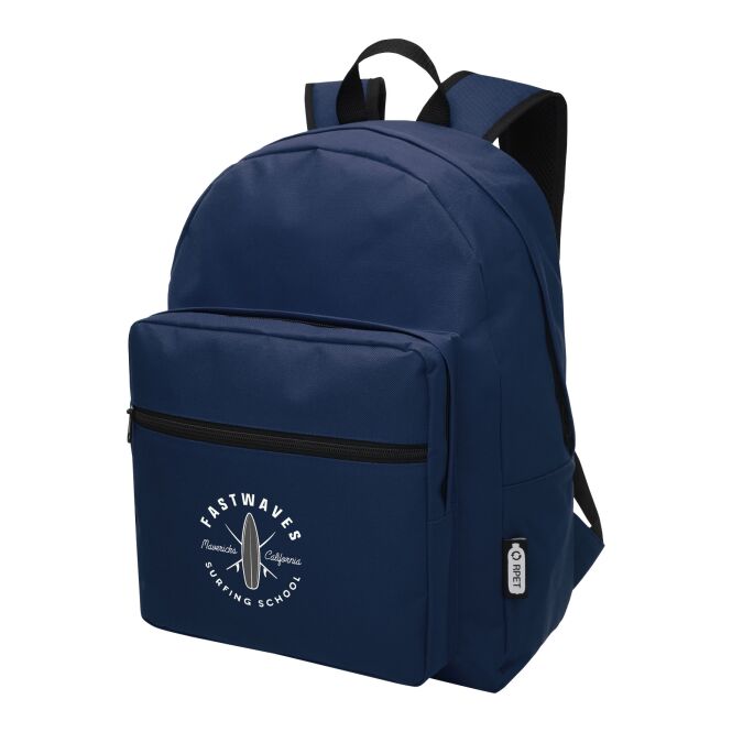 Mitarbeitergeschenk Rucksack Retrend RPET – navy – mit 48h Express-Druck nachhaltiger Daypack für das Mitarbeiter-Onboarding