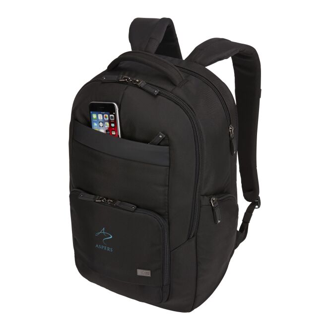 Werbeartikel Laptop-Rucksack Notion 15,6 Zoll mit Logo bestickt – Schwarz – hochwertige Computertasche für Business und Büro