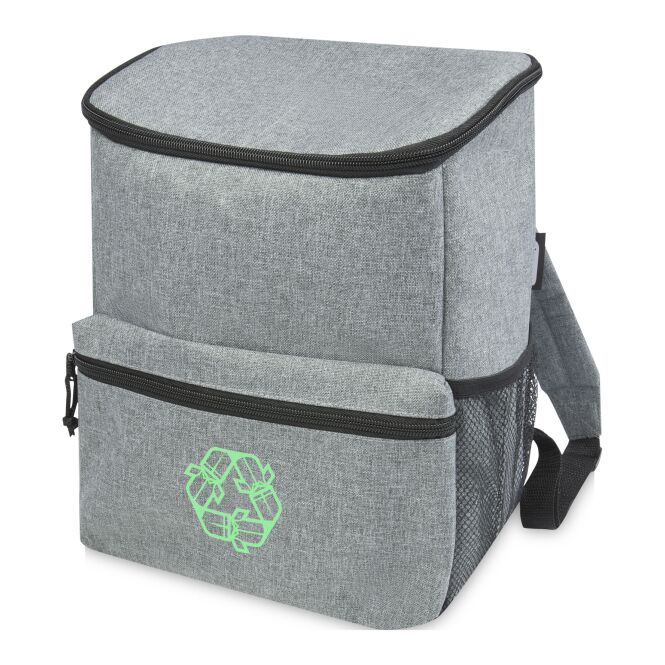 Werbeartikel Excursion rPET Kühlrucksack mit Express-Logodruck – Heather grau – nachhaltige Kühltasche für Firmen und Picknicks