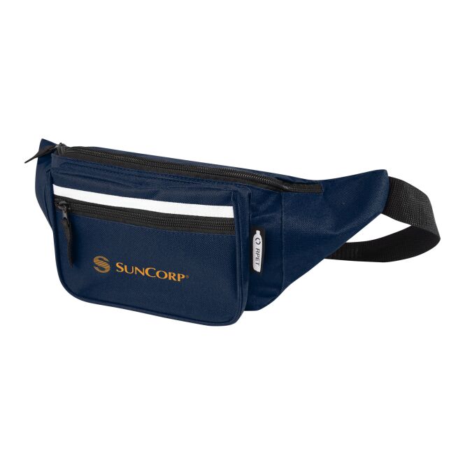 Werbeartikel Journey Gürteltasche mit Express-Logodruck – Navy – nachhaltige Bauchtasche für Firmen