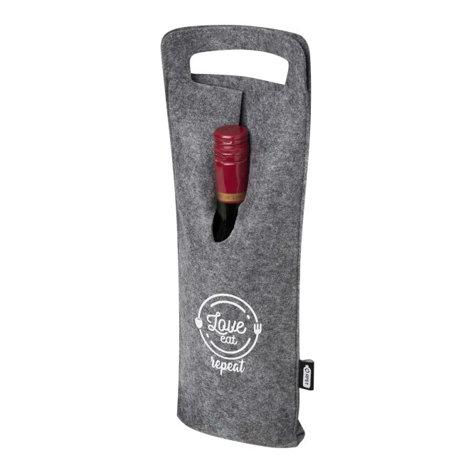 Firmengeschenk Felta Weinbeutel mit Express-Logodruck – Grau – nachhaltige Verpackung für 75 cl Flaschen aus recyceltem Filz für Firmen