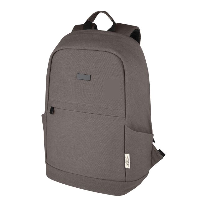 Mitarbeitergeschenk Joey Laptop-Rucksack 15,6 Zoll mit Express-Logodruck – Grau – nachhaltiger Rucksack für Büro und Business