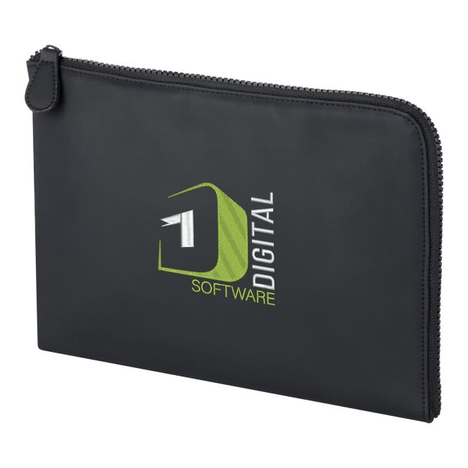 Werbeartikel Turner Organizer-Tasche mit Logo bestickt – Schwarz – nachhaltiges Etui für Technik-Zubehör und Büroorganisation